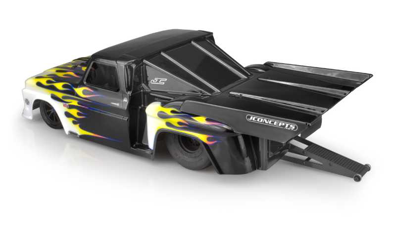 J Concepts 0373 1966 Chevy C-10 Stepside Clear Body with Ultra Rear Wing
