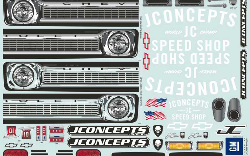 J Concepts 0373 1966 Chevy C-10 Stepside Clear Body with Ultra Rear Wing