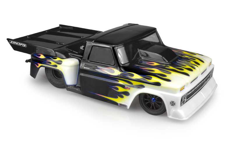 J Concepts 0373 1966 Chevy C-10 Stepside Clear Body with Ultra Rear Wing