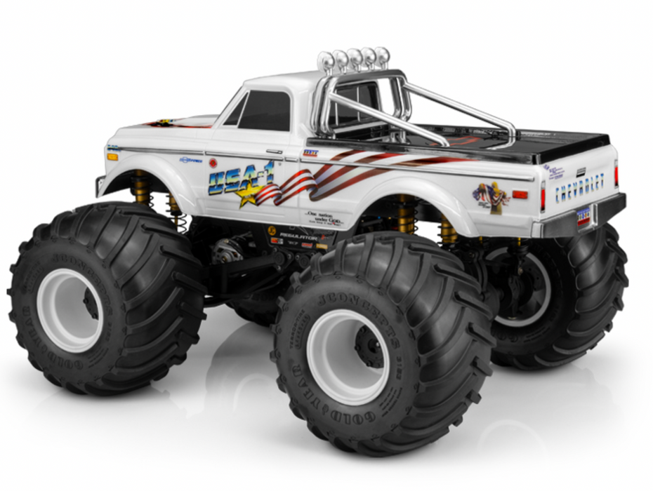 J Concepts 0415US 1970 Chevy K10 USA-1 Edition Clear Body for 10.5 WB Monster Truck
