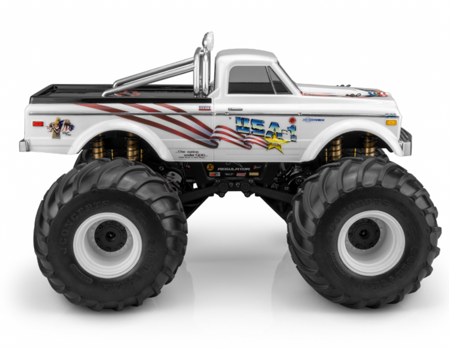 J Concepts 0415US 1970 Chevy K10 USA-1 Edition Clear Body for 10.5 WB Monster Truck