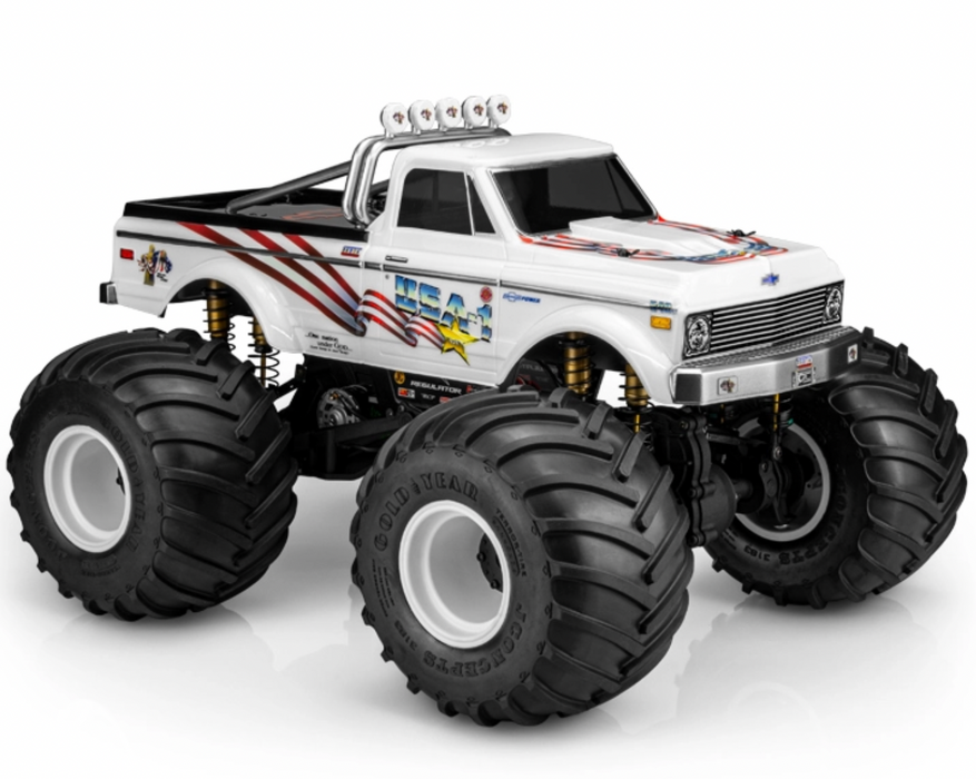 J Concepts 0415US 1970 Chevy K10 USA-1 Edition Clear Body for 10.5 WB Monster Truck