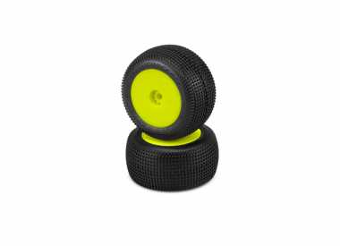 J Concepts 3102-2291 Yellow Mini-T 2.0 Wheels with Green Compound Sprinter Tires 2 Pack
