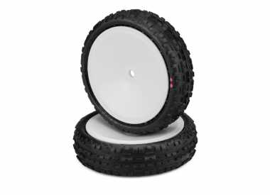 J Concepts 3137-101011 Swagger 1/10 Buggy Front Tires with Pink Compound Mounted on White Wheels