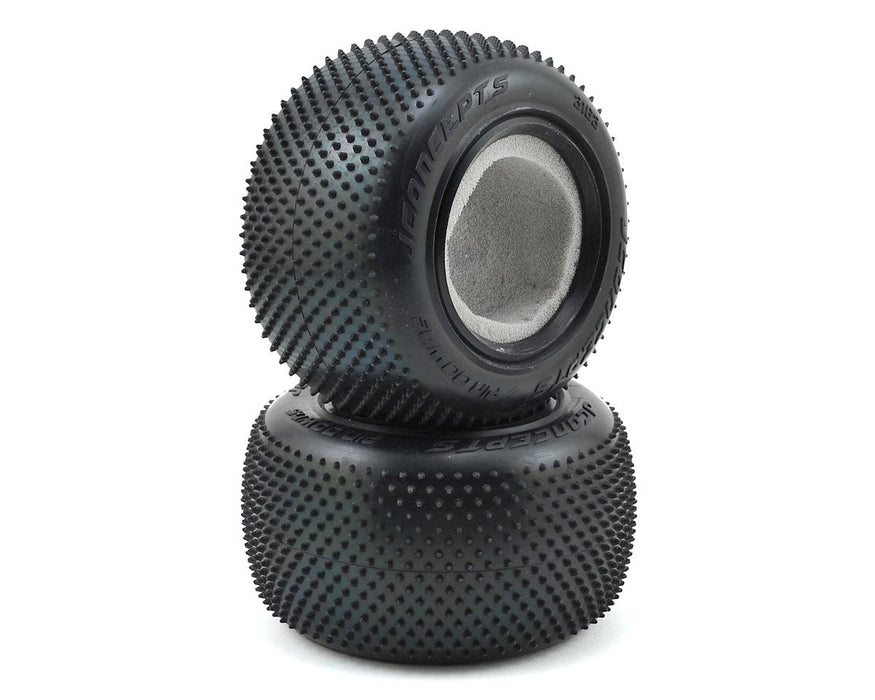 J Concepts 3163-010 Pin Downs 1/10 2.2" Stadium Truck Tires with Pink Medium Soft Carpet Compound