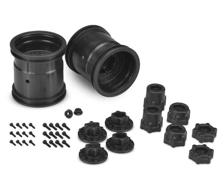 J Concepts 3380B Black Midwest 2.2" Monster Truck Wheel with 12mm Hex 1 Pair