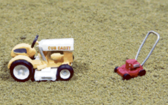 JL Innovative Design 452 HO Scale Lawn Mower Set Cub Rider and Pushmower Unpainted Kit