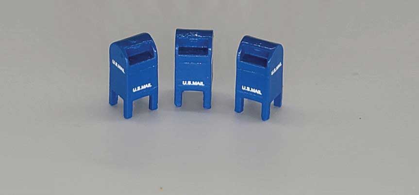 JL Innovation 711 HO Scale Post-1955 US Mailbox - Blue (3 Pack) — White ...