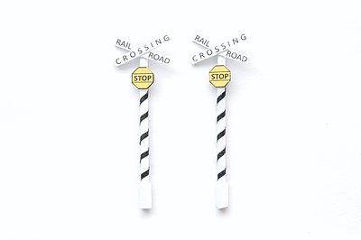JL Innovation 858 HO Scale Tiger Striped Railroad Crossing Crossbucks 2 Pack