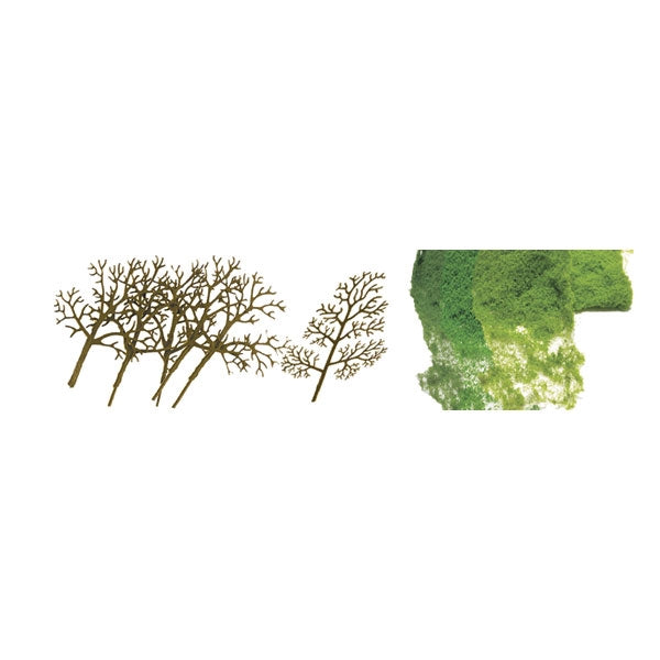 JTT 92019 Sycamore Trees 1.5" to 3" Premium Kit, N Scale, 30 Pack