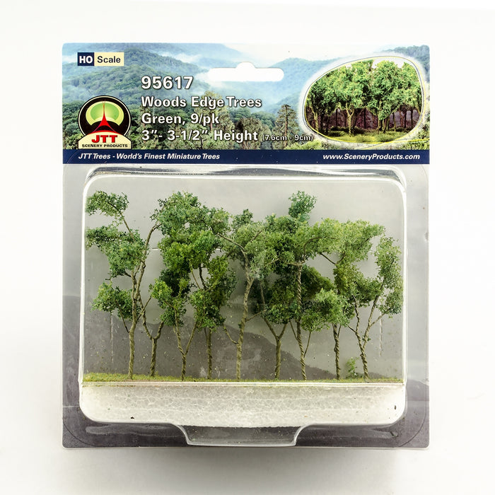 JTT 95617 Woods Edge Trees Green, 3" to 3.5", HO Scale, 9 Pack