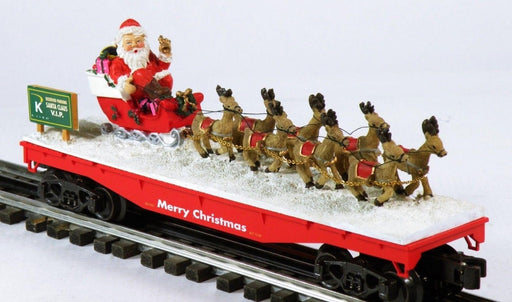 K-Line K661-7401 O Gauge 2000 Holiday Flat Car w/ Santa and 8 Tiny Reindeer - NOS