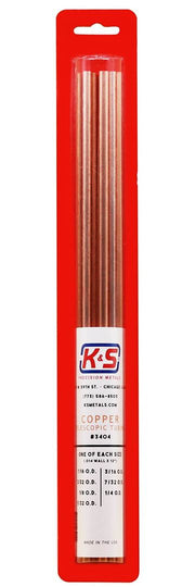 K&S Engineering 3404 1/16 - 5/32"x12" Telescopic Copper Tubing with .014 Wall (7 Pieces)