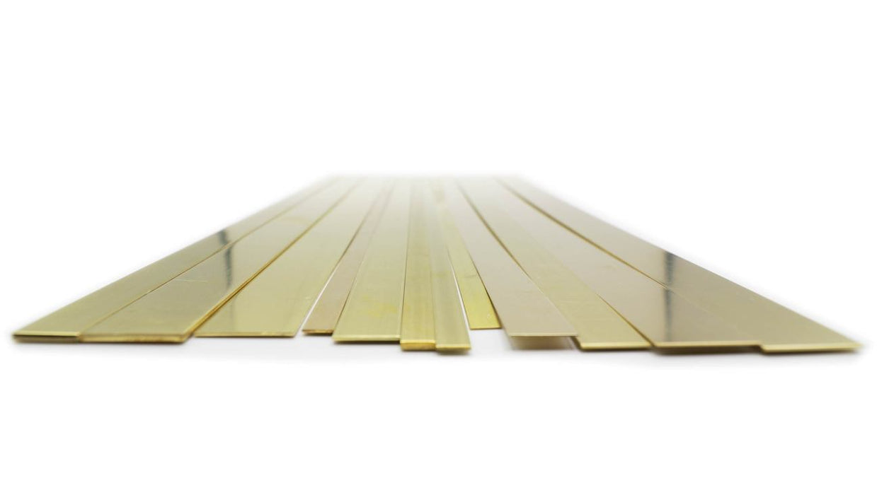 K&S Engineering 3407 .016 - .064"x12"  Brass Strip Assortment (12 Pieces - Thickness Varies)