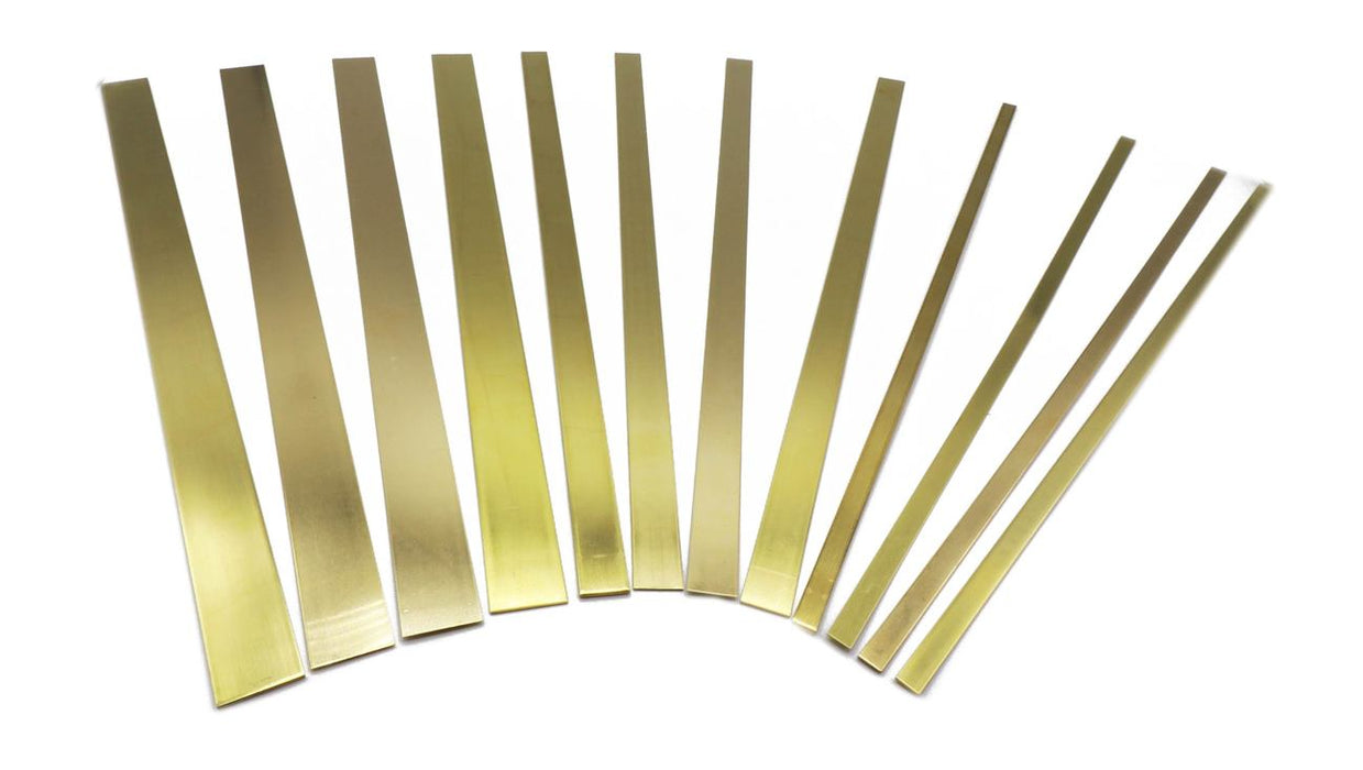 K&S Engineering 3407 .016 - .064"x12"  Brass Strip Assortment (12 Pieces - Thickness Varies)