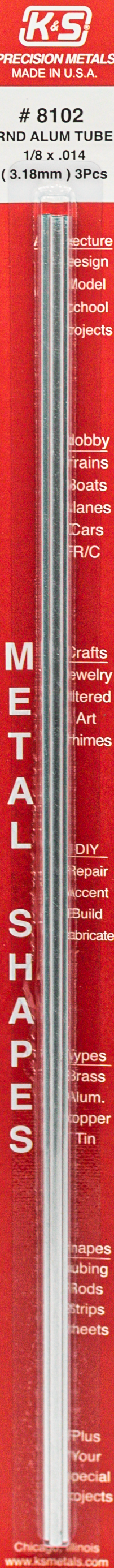 K&S Engineering 8102 12" Round Aluminum Tube 1/8 x .014