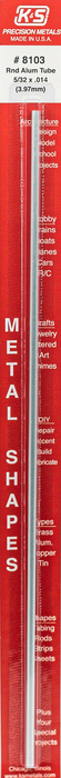 K&S Engineering 8103 5/32"x12" Round Aluminum Tube with .014 Wall Single