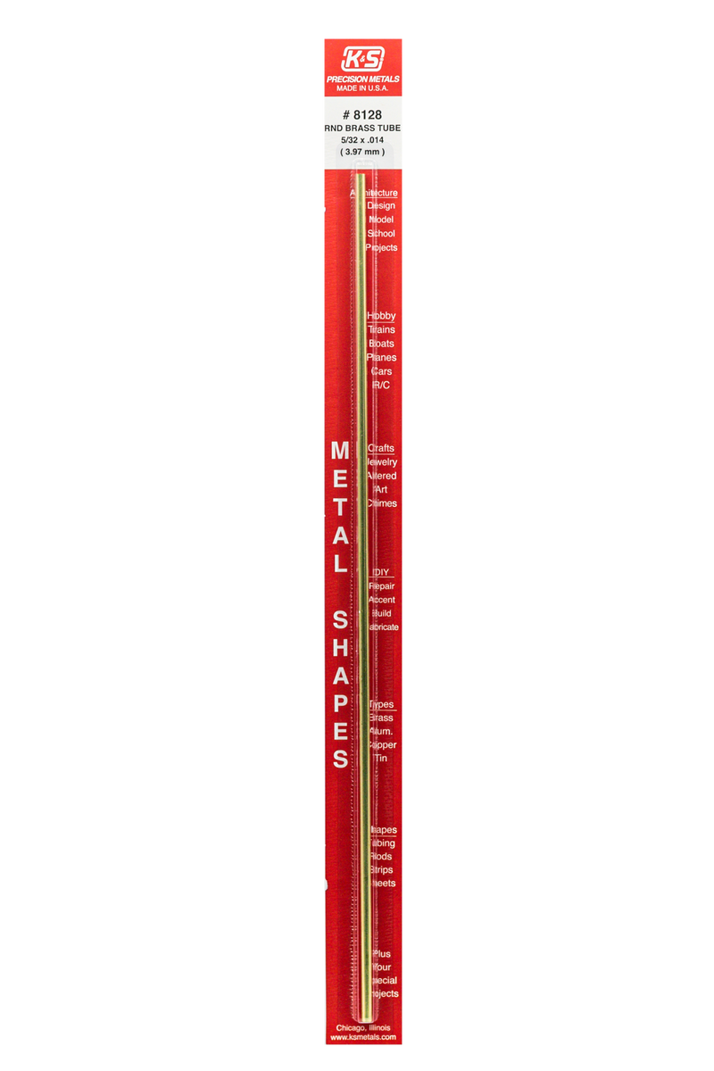 K&S Engineering 8128 12" Round Brass Tube 5/32"