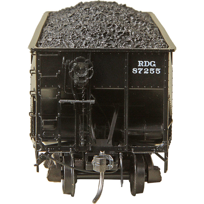 Kadee 7523 HO Scale 50 Ton AAR Standard 2 Bay Open Hoppers Reading RDG 87255 with coal load