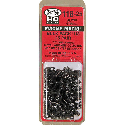 Kadee HO Scale #118 Metal "SF" Shelf Coupler Medium (19/64") Centerset Shank (25 Pair)