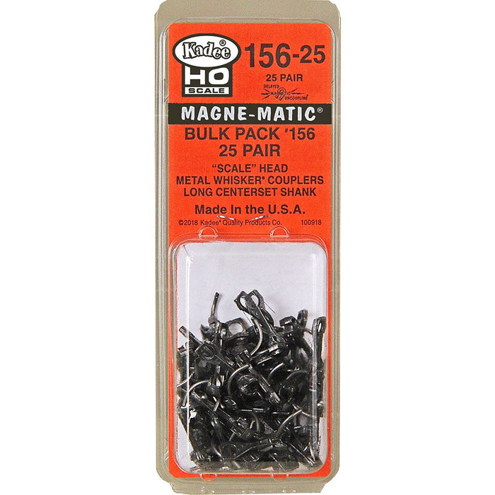 Kadee HO Scale #156 "Scale" All Metal Self-Centering "WHISKER"® Coupler (25 pair)
