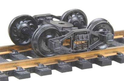 Kadee HO Scale 554 Bettendorf T-Section Trucks with 33" Ribbed Back Wheels - Self Centering
