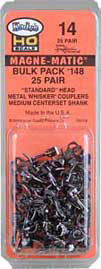 Kadee HO Scale #14 Bulk Pack of Kadee #148 Standard Whisker Couplers (25 pair)