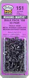 Kadee HO Scale #151 Bulk Pack of Kadee #158 Scale Whisker Couplers (50 pair)