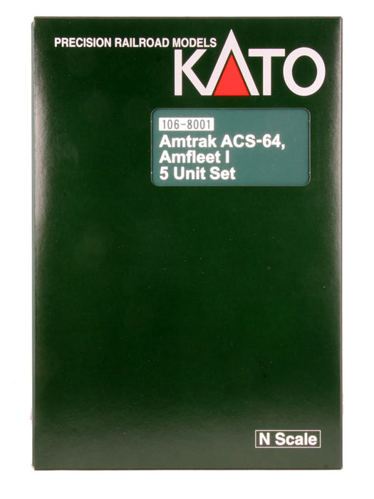 Kato 106-8001BDCC N Scale Amtrak Northeast Corridor ACS-64 621 (DCC) Amfleet I 5 Unit Set