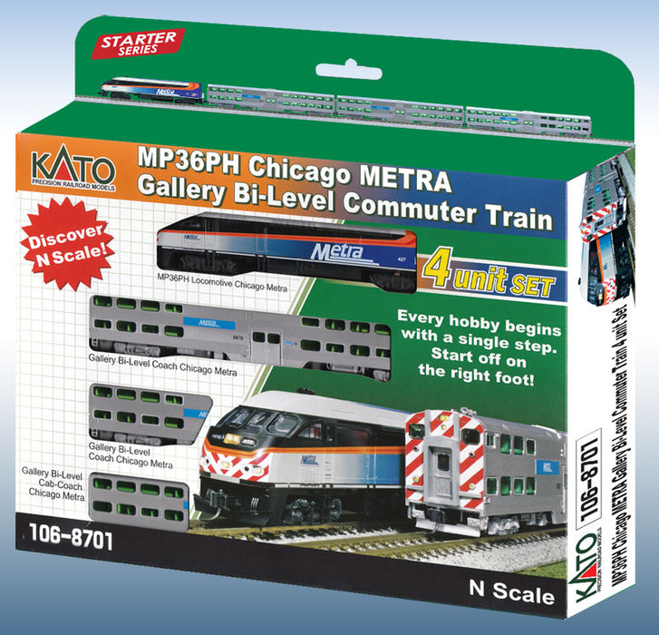 Kato 106-8701DCC N Scale Metra MP36 and Car Train Set with DCC