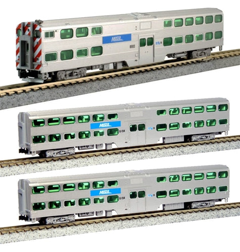 Kato 106-8703DCC N Scale Gallery Bi-Level Commuter Train Metra 3 Car Set with DCC (NO Track or Power