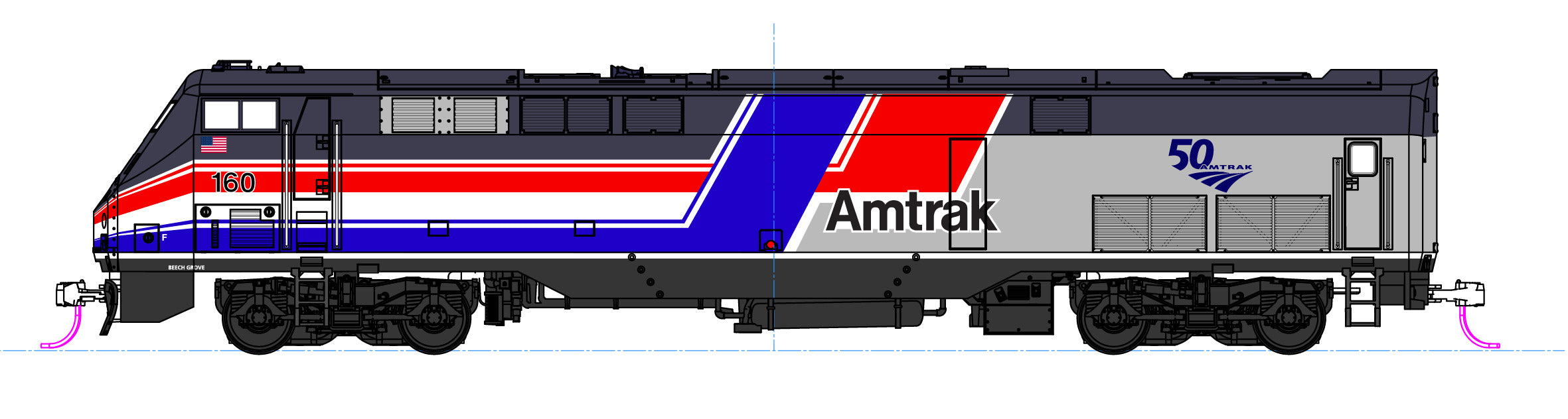 Kato 176-6038 DCC N Scale GE P42 Genesis Amtrak Dash 8 Phase III 50th Anniversary 160 with DCC