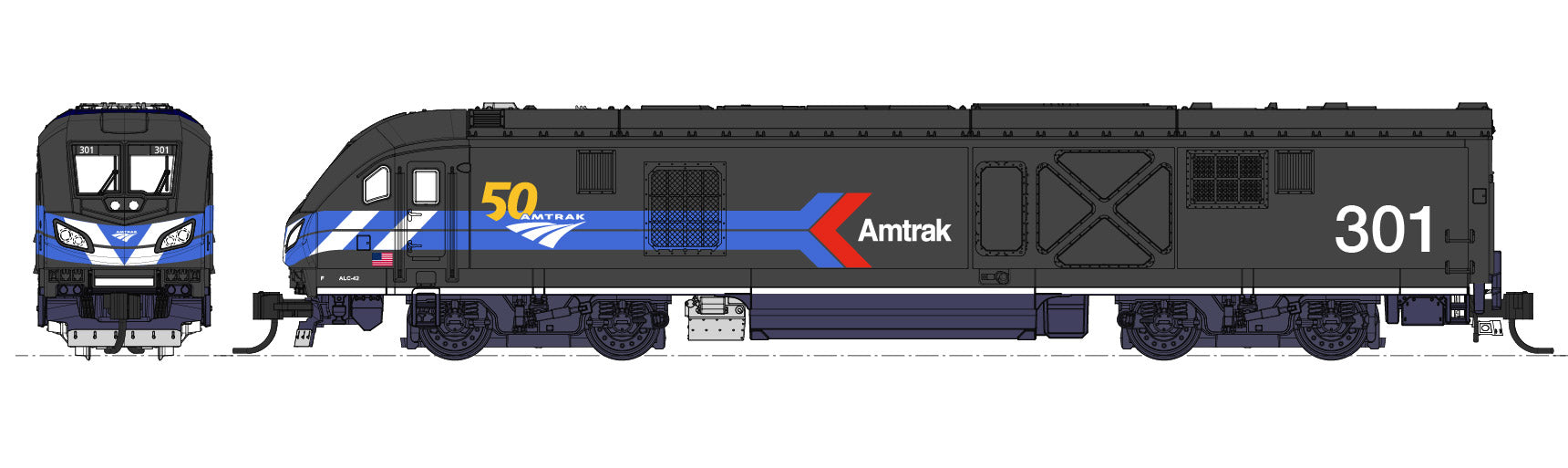 Kato 176-6050DCC N Scale Siemens ALC-42 Charger Locomotive Amtrak "Day 1/50th" 301 DCC