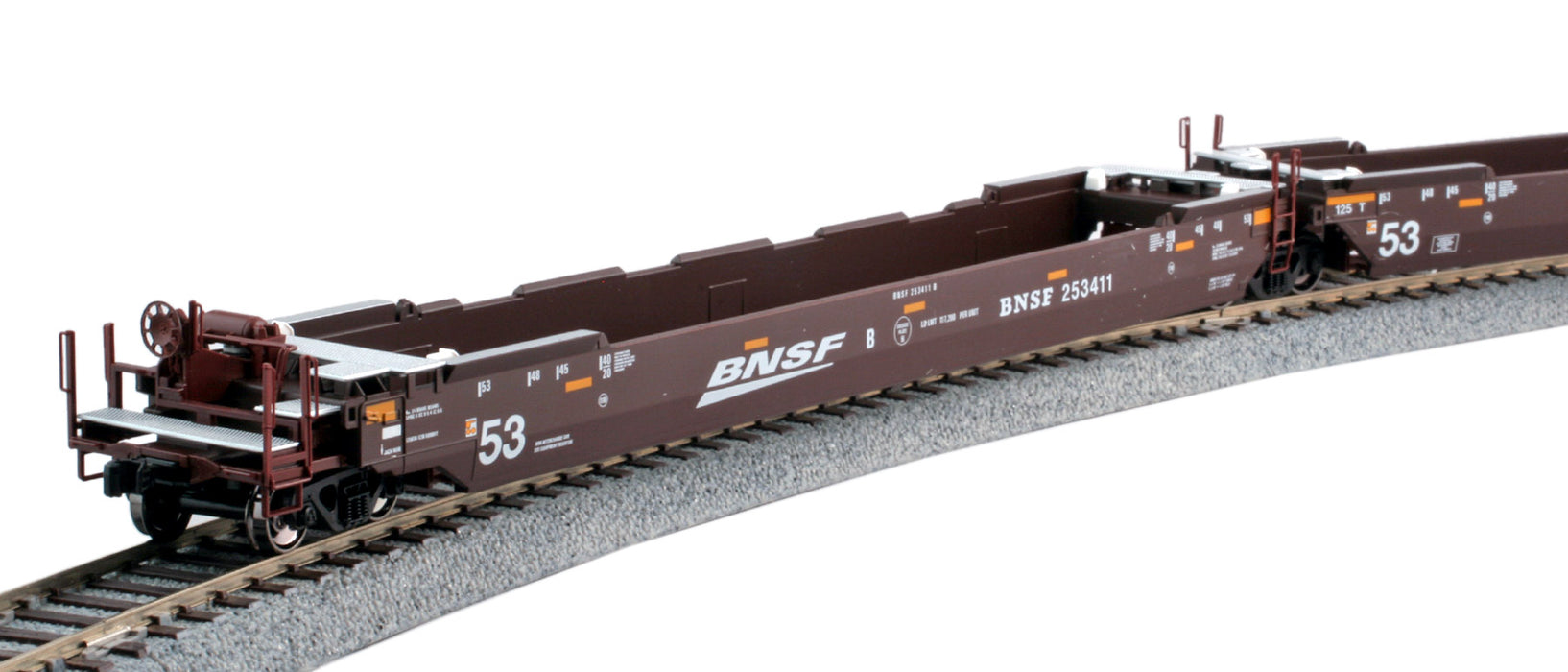 Kato 30-9054 Gunderson Maxi-IV 3-Unit Well Car BNSF/Swoosh Logo 253411 - Like New USED