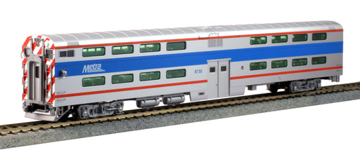 Kato 35-6027 HO Scale Pullman Bi-Level 4 Window Cab Coach Chicago Metra 8750
