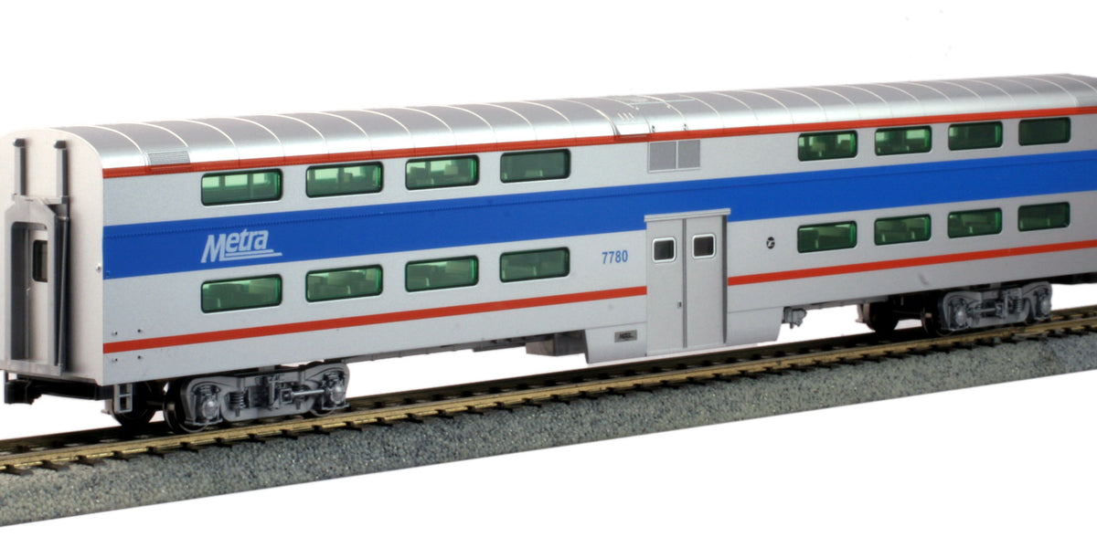 Kato 35-6038 HO Scale Pullman Bi-Level 4 Window Coach Chicago Metra 77 ...