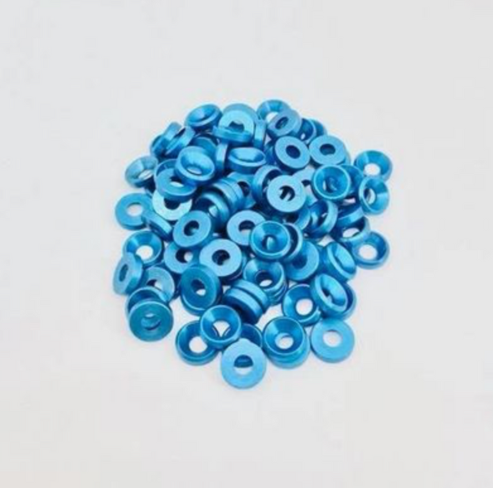 Klinik KRC30693 RC Blue 3mm Countersunk Flat Washer 10 Pack