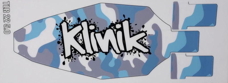 Klinik RC KRCSKIN50 Blue Camo 18mil Chassis Protector TLR 22 5.0