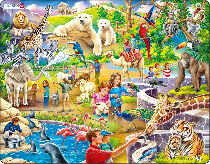 Larsen Puzzles 7003 Zoo Animals Children's 48 Piece Jigsaw Puzzle
