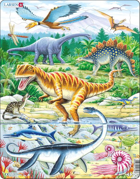 Larsen Puzzles 7004 Jurassic Dinosaurs Children's 35 Piece Jigsaw Puzzle