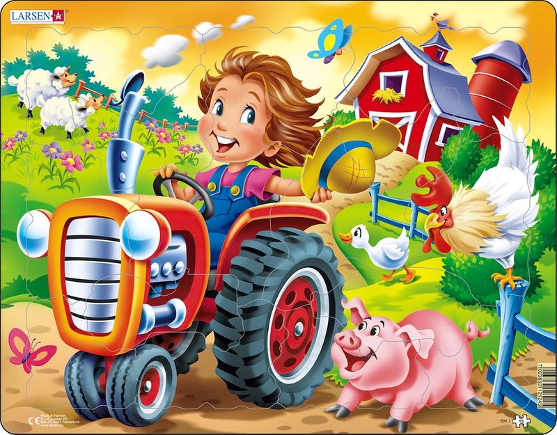 Larsen Puzzles 7031 Farm Kid with Tractor Children's 15 Piece Jigsaw Puzzle