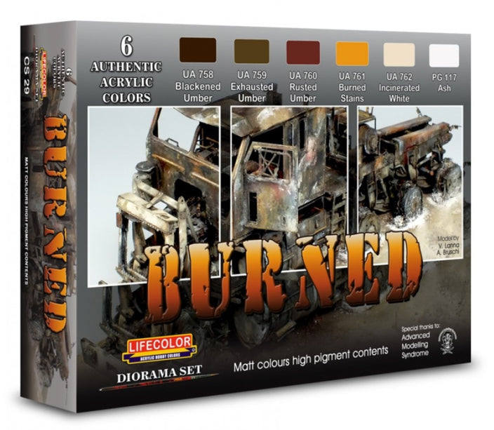 Lifecolor CS29 Burned Diorama Acrylic Set (6 22ml Bottles)