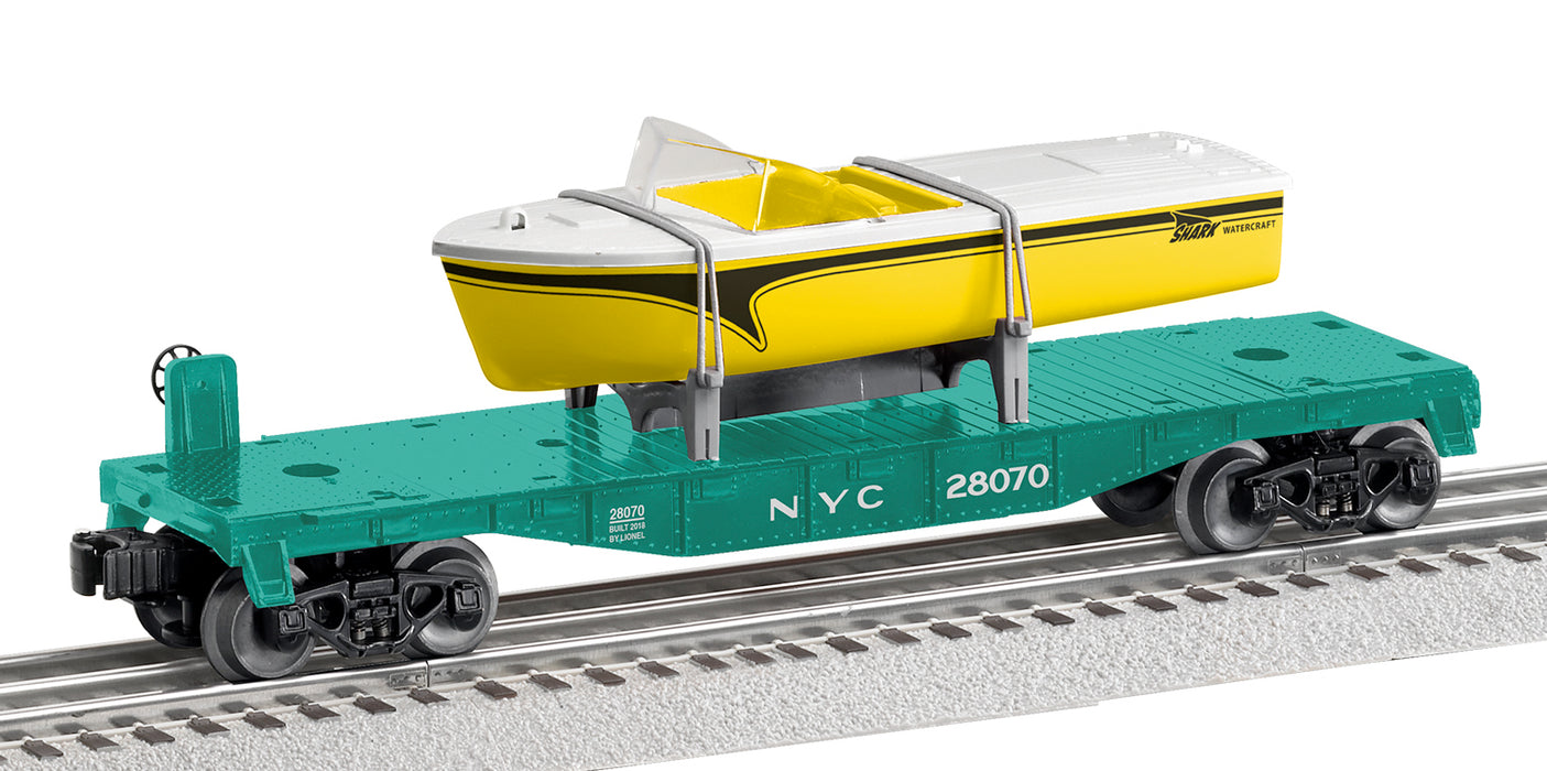 Lionel 1928070 O Gauge Flatcar with Boat Load New York Central NYC