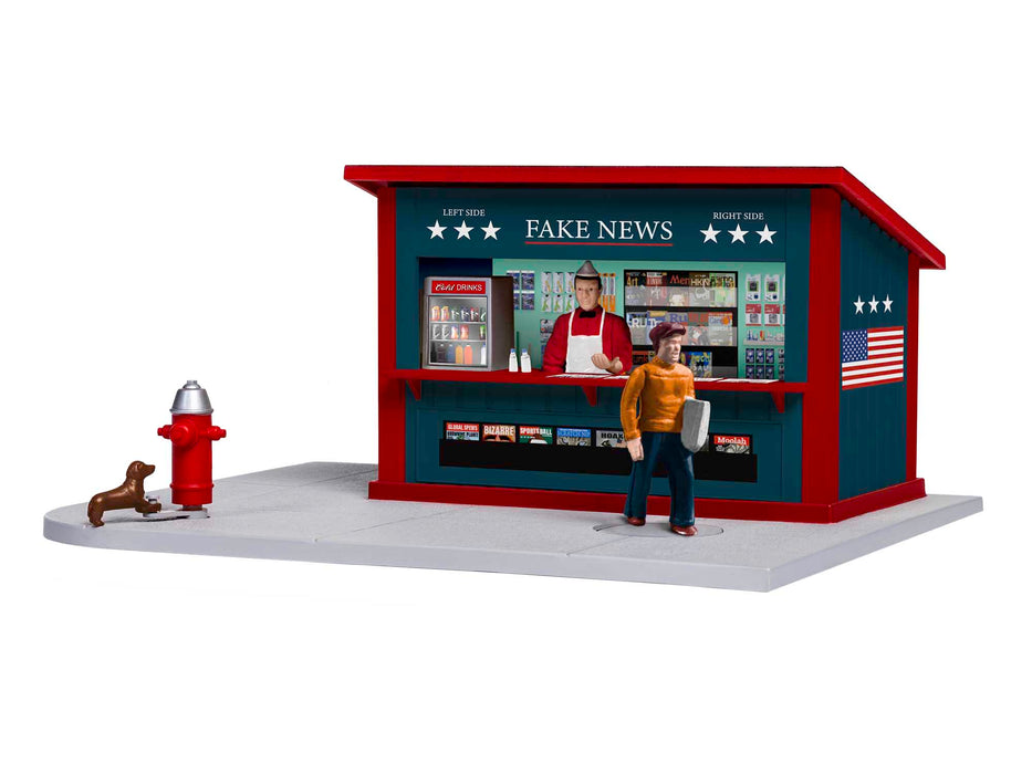 Lionel 2029240 O Gauge Fake News Stand with Animation and Lights (Plug-Expand-Play)