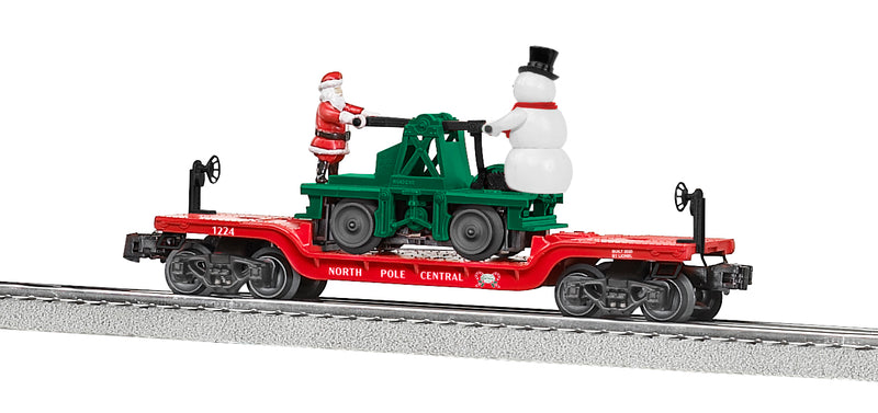 Lionel 2128260 O Gauge North Pole Central Flatcar with Handcar