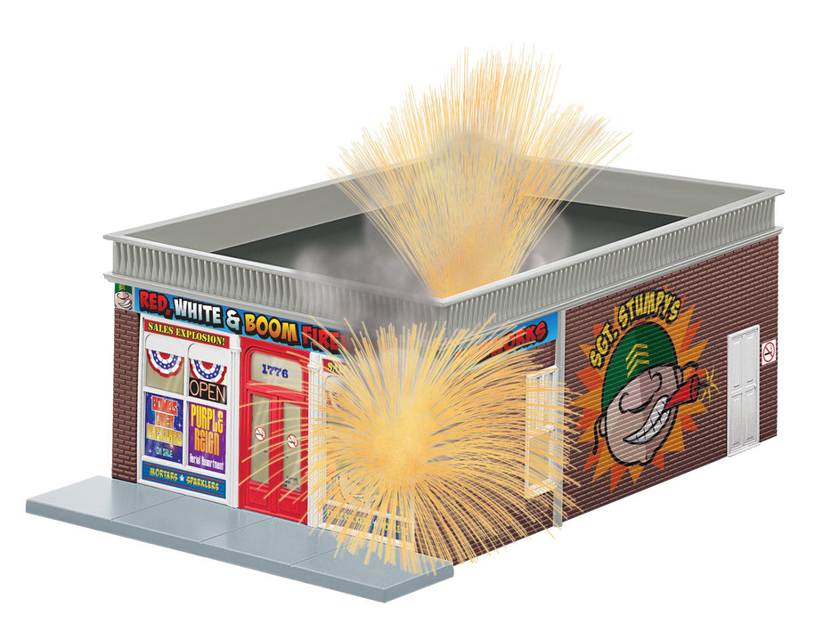 Lionel 2129030 O Gauge Sgt Stumpy's Red White and Boom Fireworks Store (Plug - Expand - Play)