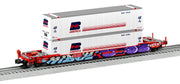 lionel-2226572-o-scale-husky-stack-well-car-with-graffiti-burlington-northern-bn-63361
