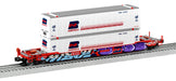 lionel-2226572-o-scale-husky-stack-well-car-with-graffiti-burlington-northern-bn-63361