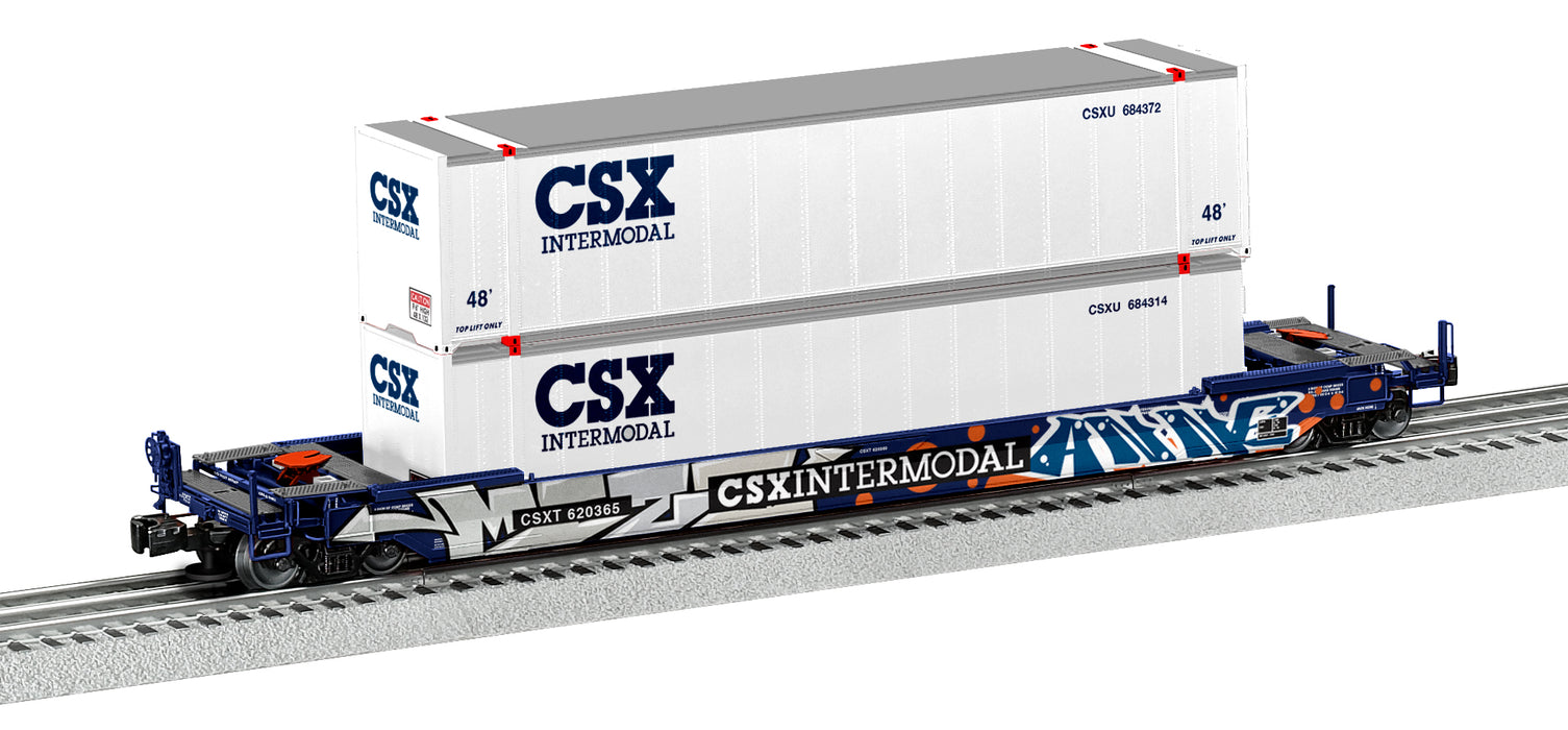 Lionel 2226592 O Scale Husky Stack Well Car with Graffiti CSX 620365