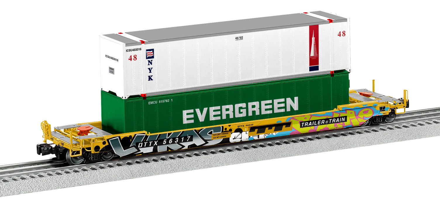 Lionel 2226602 O Scale Husky Stack Well Car with Graffiti Trailer Train TTX 56317